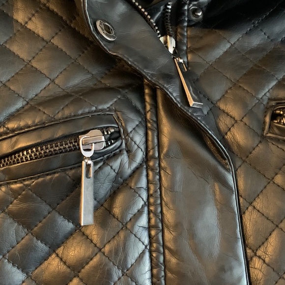 L2 Faux Black Leather Jacket - Picture 3 of 8